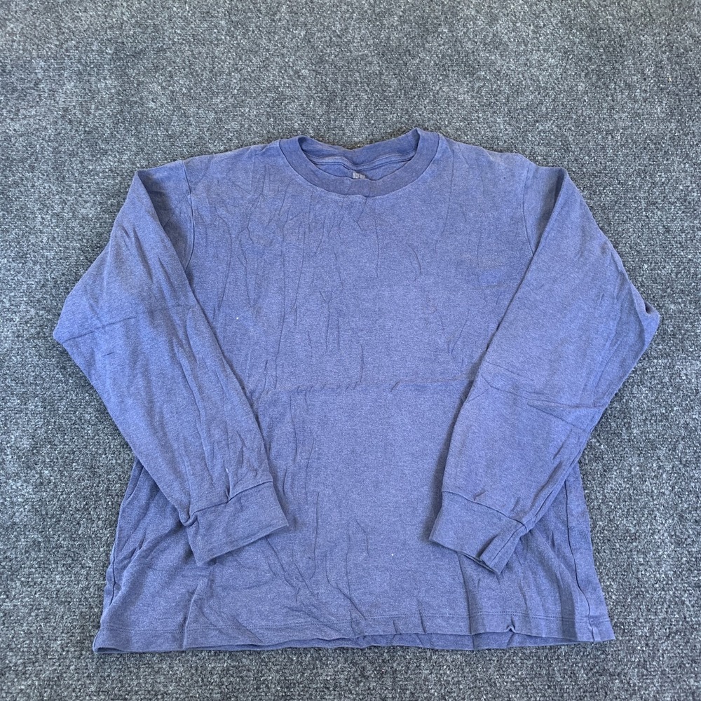Uniqlo T-Shirt Mens Medium Blue Cotton Long Sleeve Crew Neck Pullover Casual